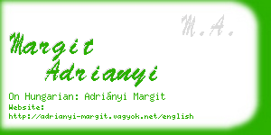 margit adrianyi business card
