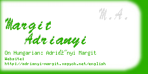 margit adrianyi business card